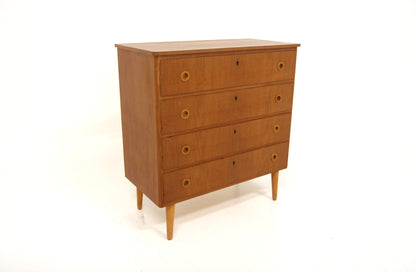 Cassettiera 4 cassetti teak e faggio design danese vintage anni 50 | sw29631