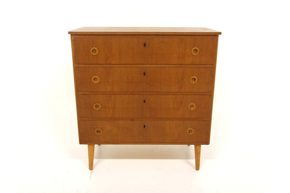 Cassettiera 4 cassetti teak e faggio design danese vintage anni 50 | sw29631