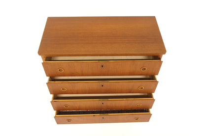 Cassettiera 4 cassetti teak e faggio design danese vintage anni 50 | sw29631