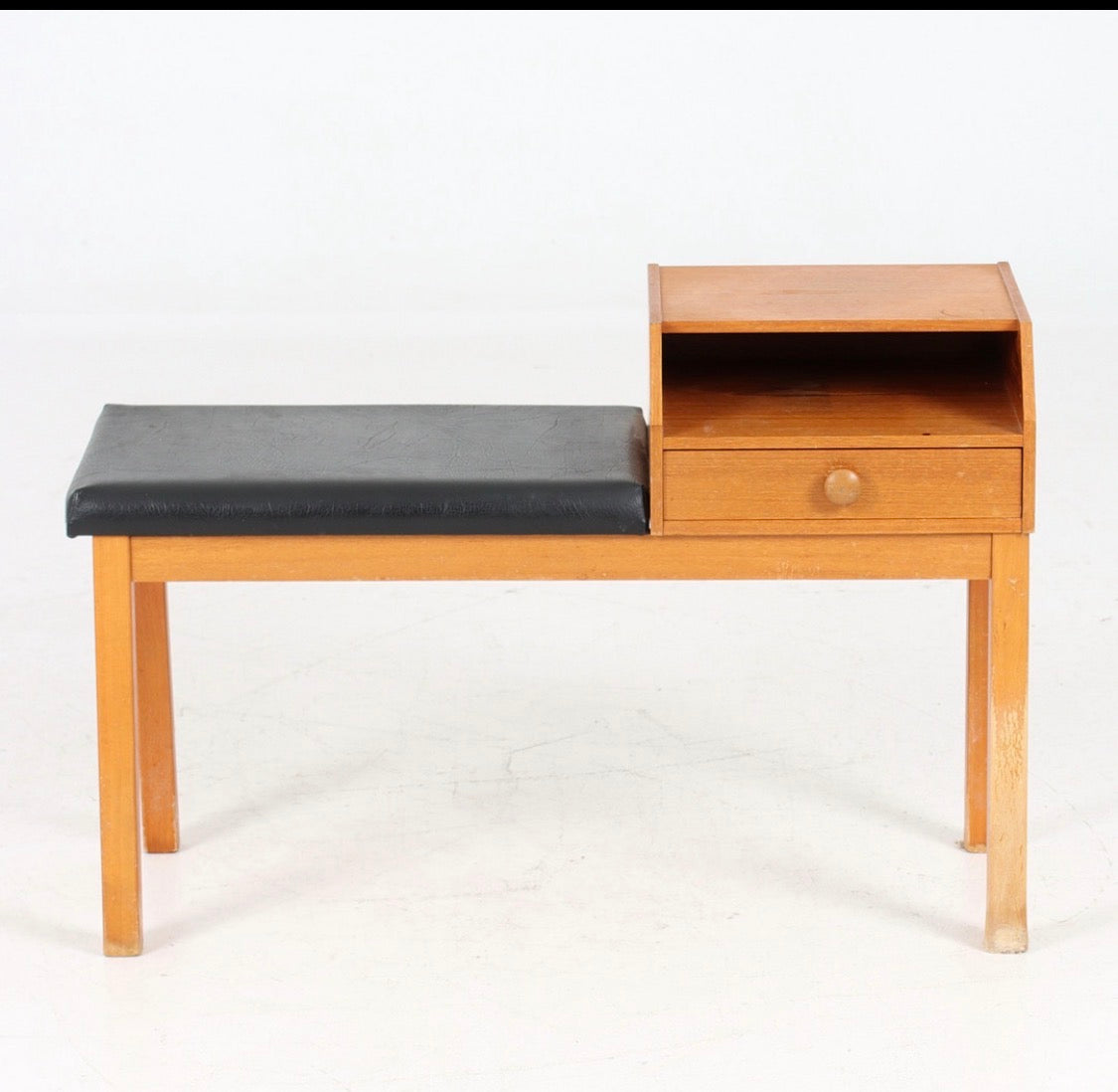 Panca per telefono in teak design danese vintage anni 50 | fz9513