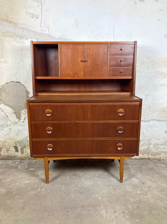 Scrittoio teak e rovere design danese vintage anni 50 | ck1536