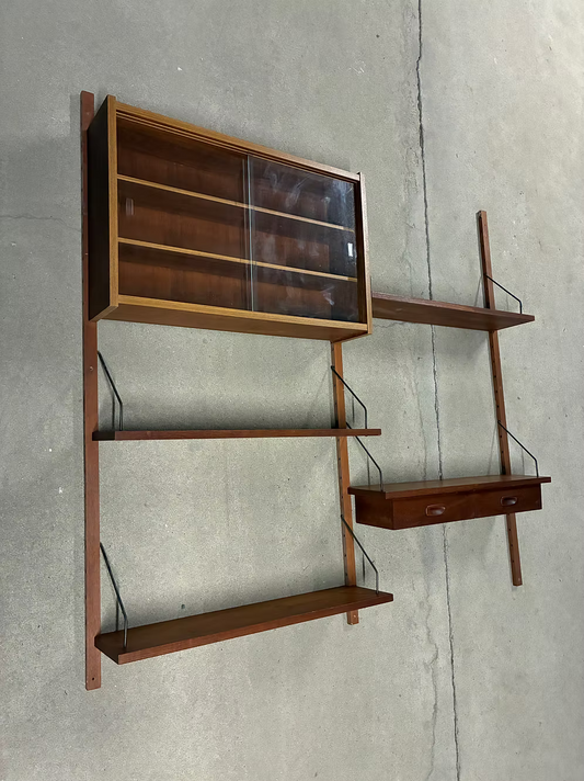 Libreria parete design danese anni 50 [ck2278] | teak 162cm