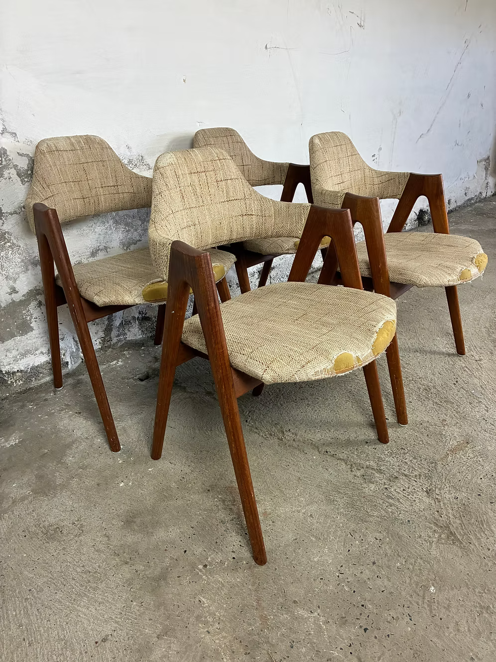 Set 4 Sedie Boomerang Kai Kristiansen design danese vintage anni 50 [ck2029] misure da richiedere