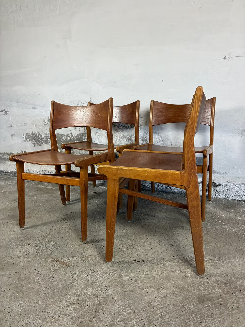 Set 4 Sedie teak rovere design danese vintage anni 50 [ck2028] misure da richiedere