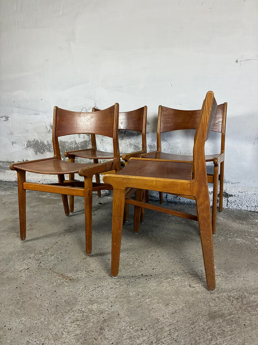 Set 4 Sedie teak rovere design danese vintage anni 50 [ck2028] misure da richiedere