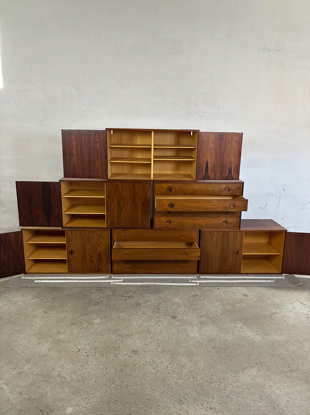 Set 6 Cassettiere/credenze muro vintage design danese anni 50 | ck2384