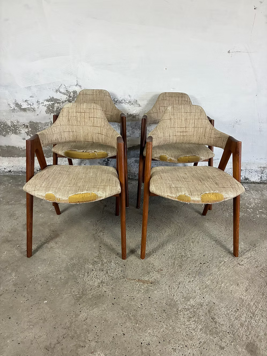 Set 4 Sedie Boomerang Kai Kristiansen design danese vintage anni 50 [ck2029] misure da richiedere