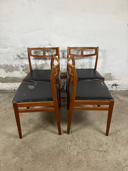 Set 4 Sedie teak design danese vintage anni 50 [ck2045] misure da richiedere
