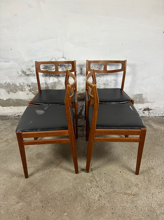 Set 4 Sedie teak design danese vintage anni 50 [ck2045] misure da richiedere