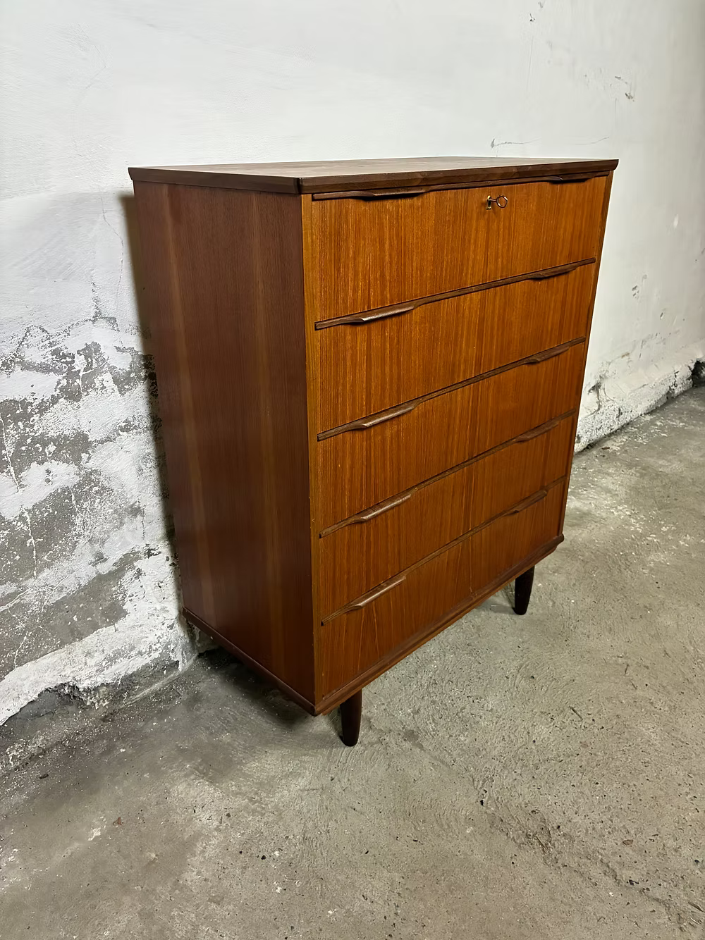 Cassettiera 5 cassetti danese anni 50 [ck2126] | teak 104cm