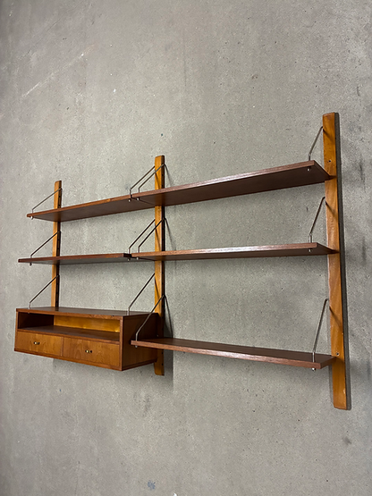 Libreria parete design danese anni 50 [ck2147] | teak 100cm