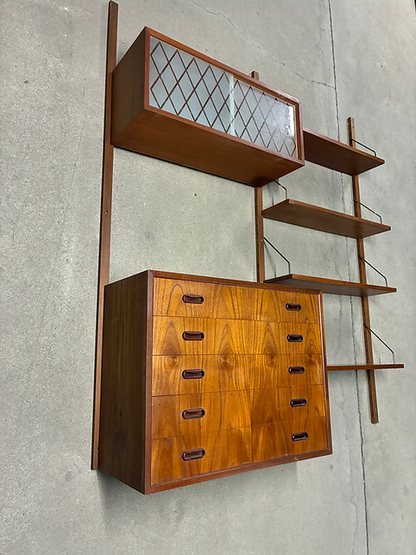 Libreria parete design danese anni 50 [ck2149] | teak 175cm