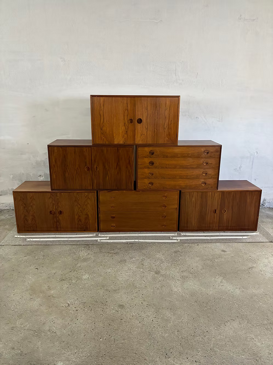Set 6 Cassettiere/credenze muro vintage design danese anni 50 | ck2384