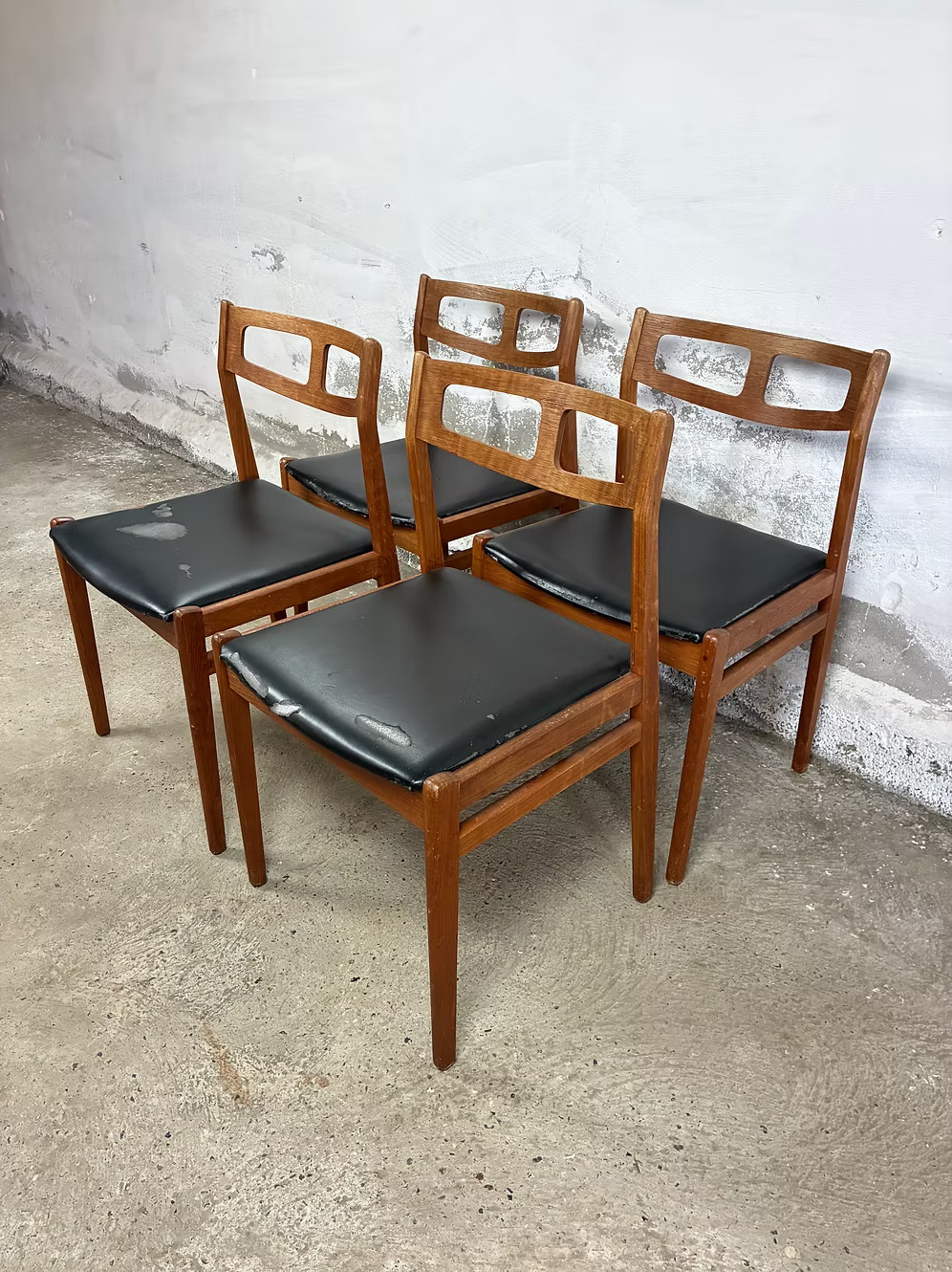 Set 4 Sedie teak design danese vintage anni 50 [ck2045] misure da richiedere