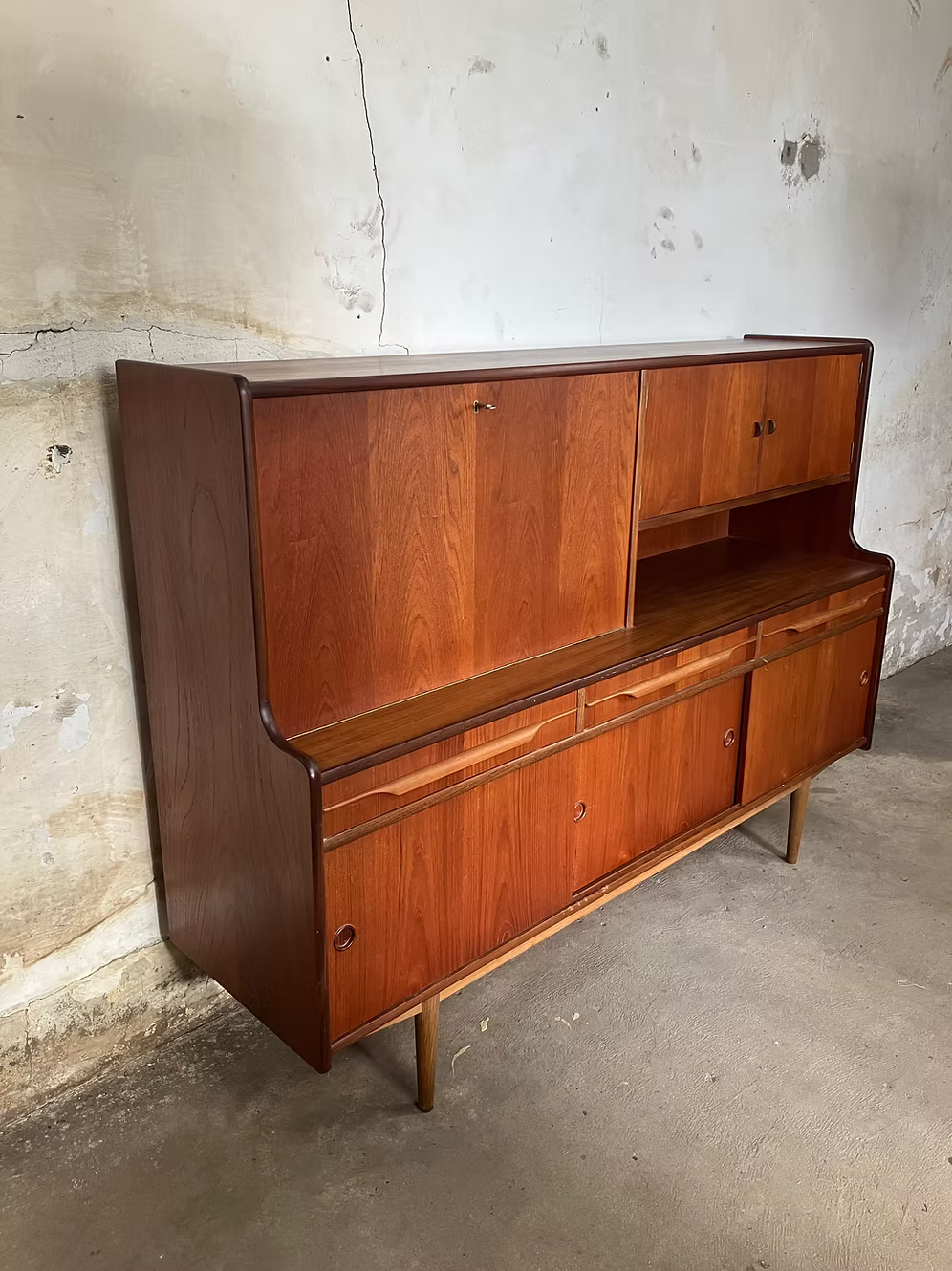 Credenza teak design danese vintage anni 50 [ck1995]  misure L.185 H.135 P.50
