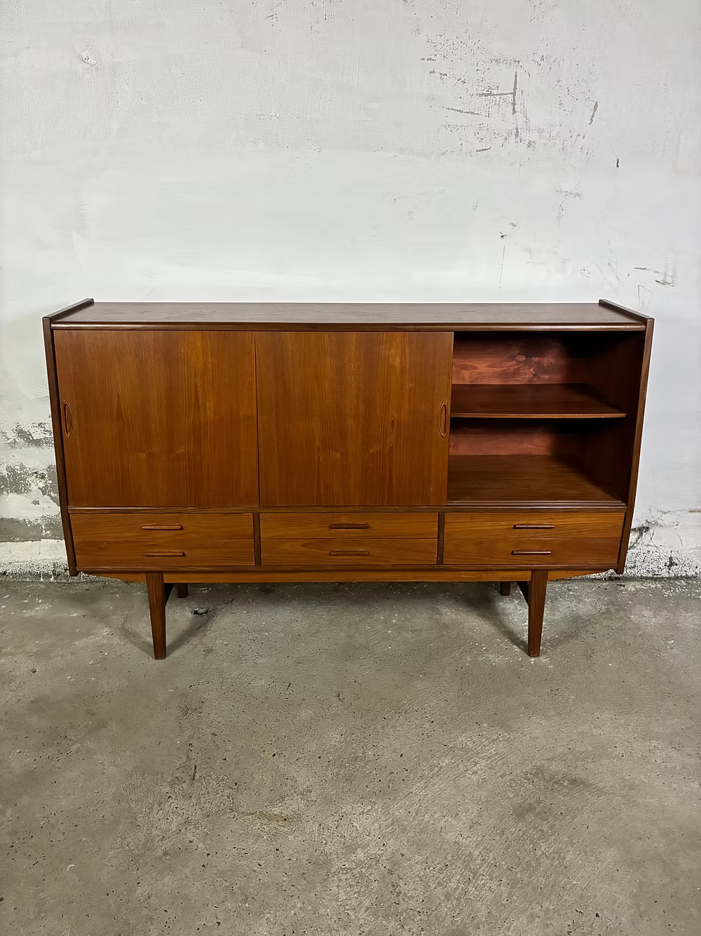Credenza teak design danese vintage anni 50 [ck2125] | 3 ante 180cm