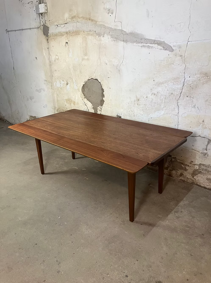 Tavolino con prolunghe vintage design danese anni 50 [ck1987] misure L.140 +15 +15 P.50