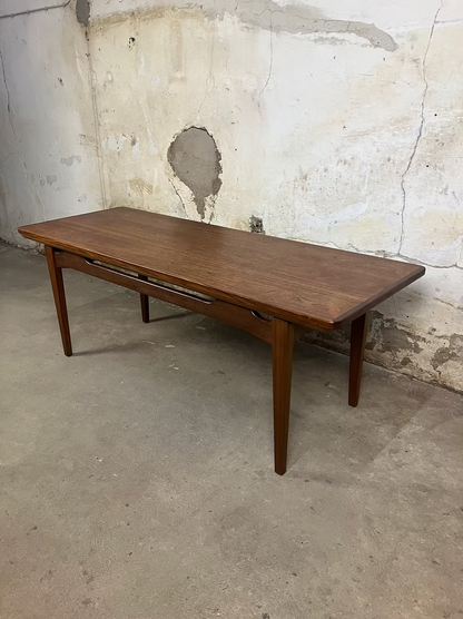 Tavolino con prolunghe vintage design danese anni 50 [ck1987] misure L.140 +15 +15 P.50