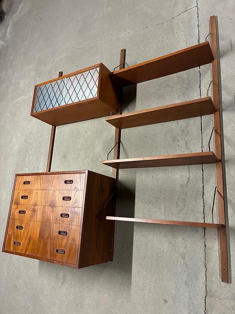 Libreria parete design danese anni 50 [ck2149] | teak 175cm