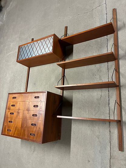 Libreria parete design danese anni 50 [ck2149] | teak 175cm