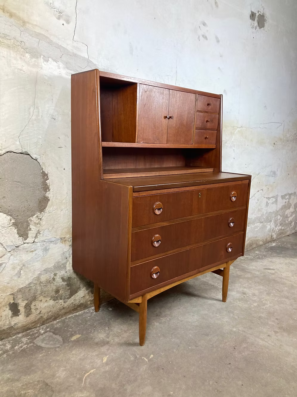 Scrittoio teak e rovere design danese vintage anni 50 | ck1536