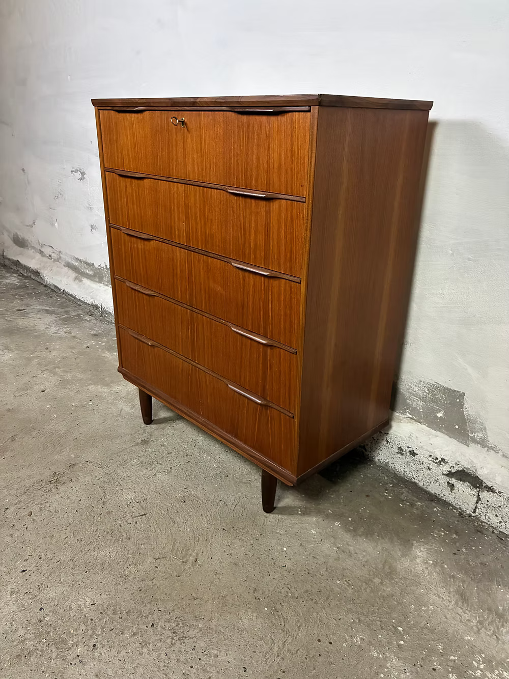 Cassettiera 5 cassetti danese anni 50 [ck2126] | teak 104cm