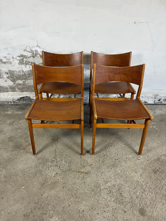 Set 4 Sedie teak rovere design danese vintage anni 50 [ck2028] misure da richiedere