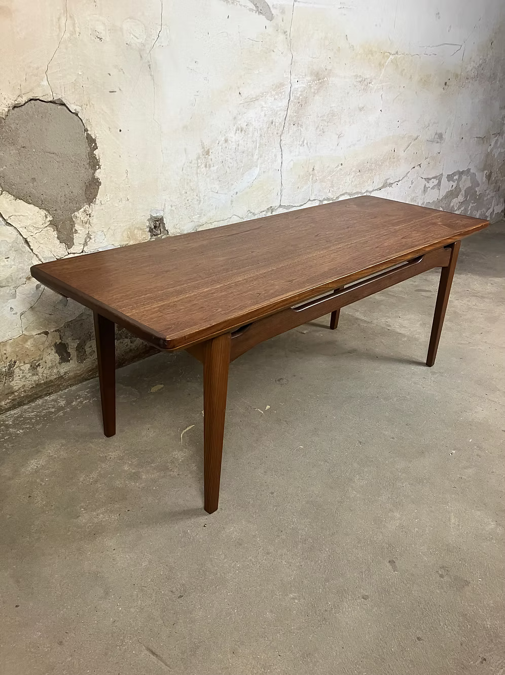 Tavolino con prolunghe vintage design danese anni 50 [ck1987] misure L.140 +15 +15 P.50