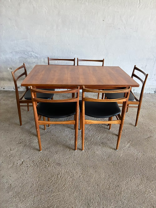 Tavolo Henry Rosengreen + set 6 sedie design danese vintage anni 50 | ck2379