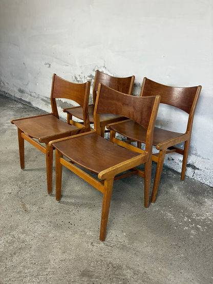 Set 4 Sedie teak rovere design danese vintage anni 50 [ck2028] misure da richiedere