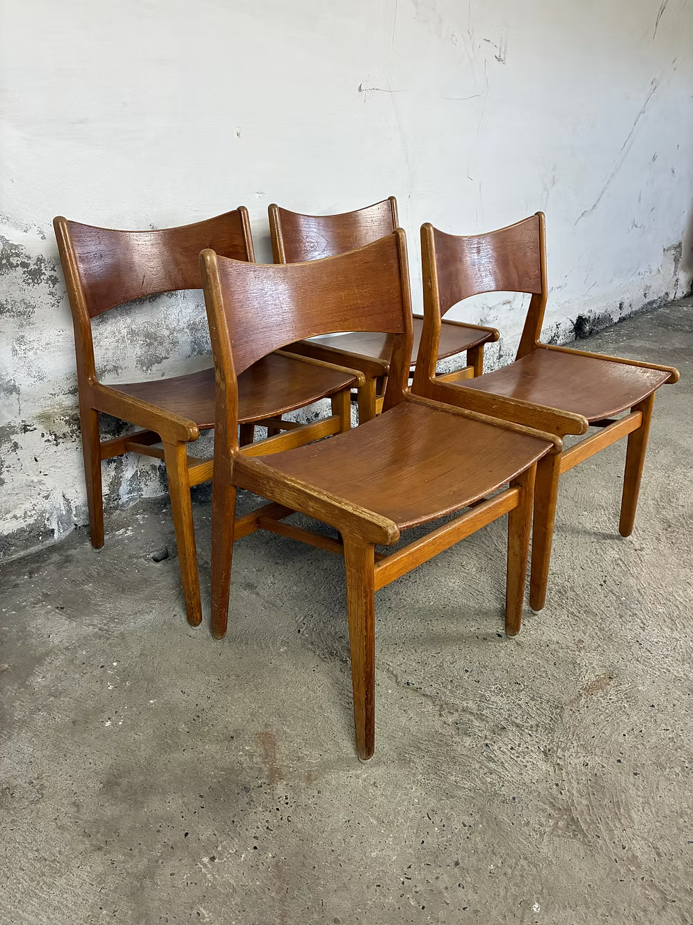 Set 4 Sedie teak rovere design danese vintage anni 50 [ck2028] misure da richiedere
