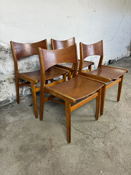 Set 4 Sedie teak rovere design danese vintage anni 50 [ck2028] misure da richiedere