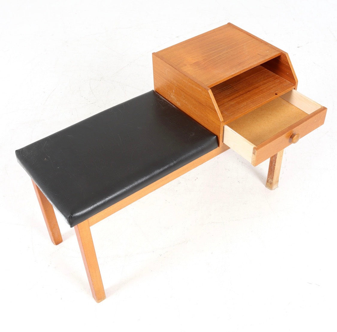 Panca per telefono in teak design danese vintage anni 50 | fz9513