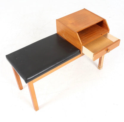 Panca per telefono in teak design danese vintage anni 50 | fz9513