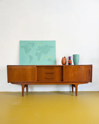 Sideboard Danese Teak Palissandro 195cm Base Curva | Anni 50 Vintage 195cm