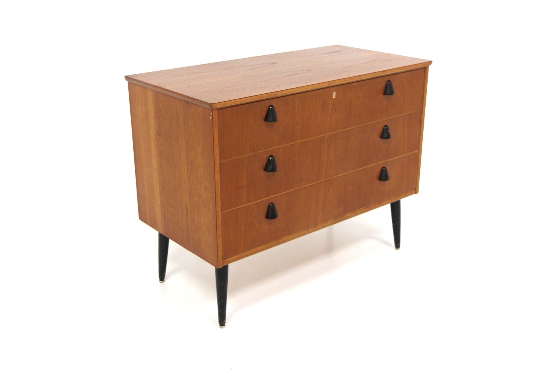 Cassettiera 3 cassetti design svedese vintage anni 50 teak 90cm