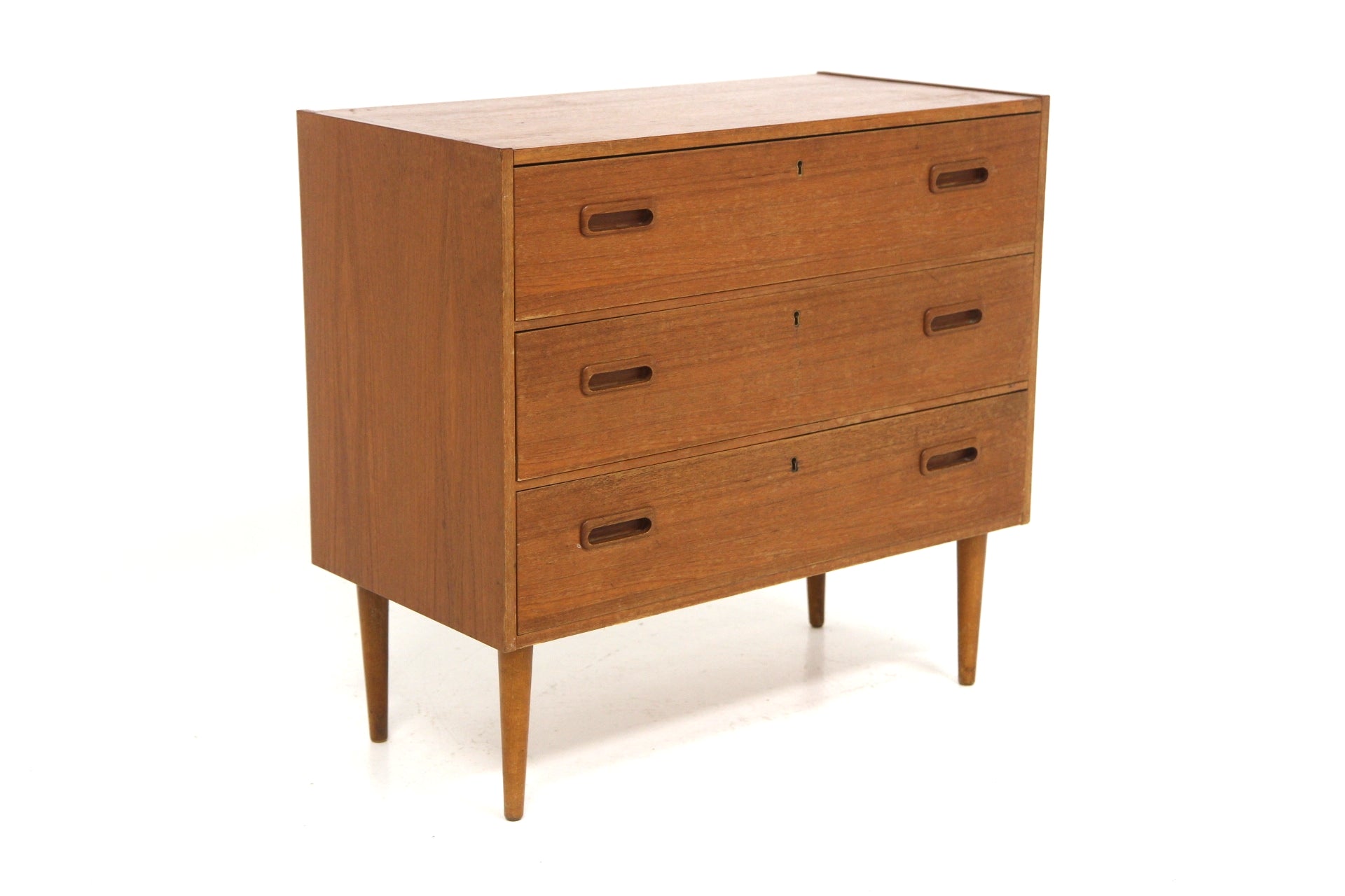 Cassettiera design svedese vintage e cassetti 75cm teak e faggio