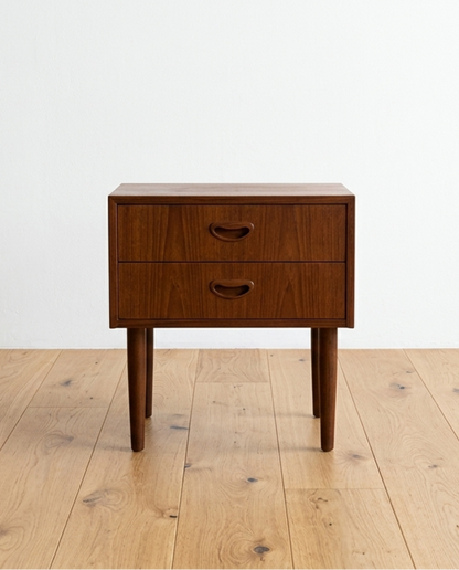 Comodino danese vintage anni '60 teak | due cassetti | 99ck2471