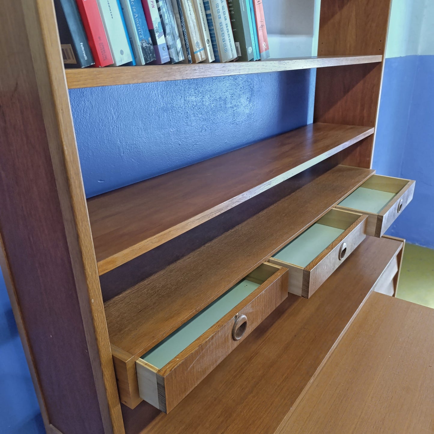 Libreria scrittoio design svedese vintage anni 60 [83sw24614] misure L.120 H.163,5 P.28