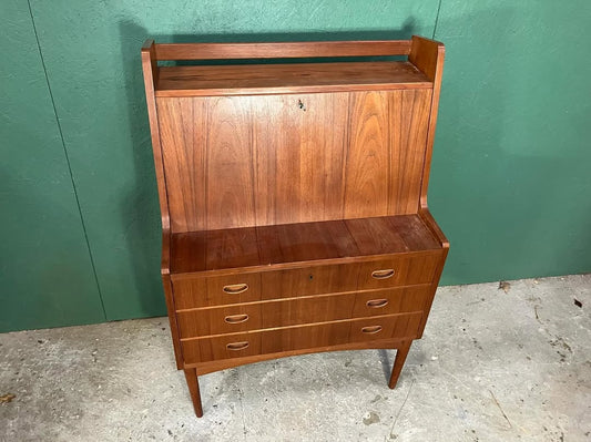 Scrittoio con flap e specchio interno design danese vintage anni 60 [atk72]