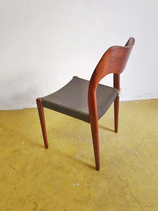 Sedia N.O. Moller n.71 design danese originale vintage anni 50 [57rt-moller] misure H.77/45 L47 P.42