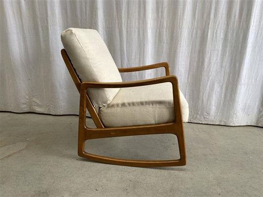 Sedia a dondolo Ole Wanscher vintage design danese anni 60 [j43626] misure L.62 H.85