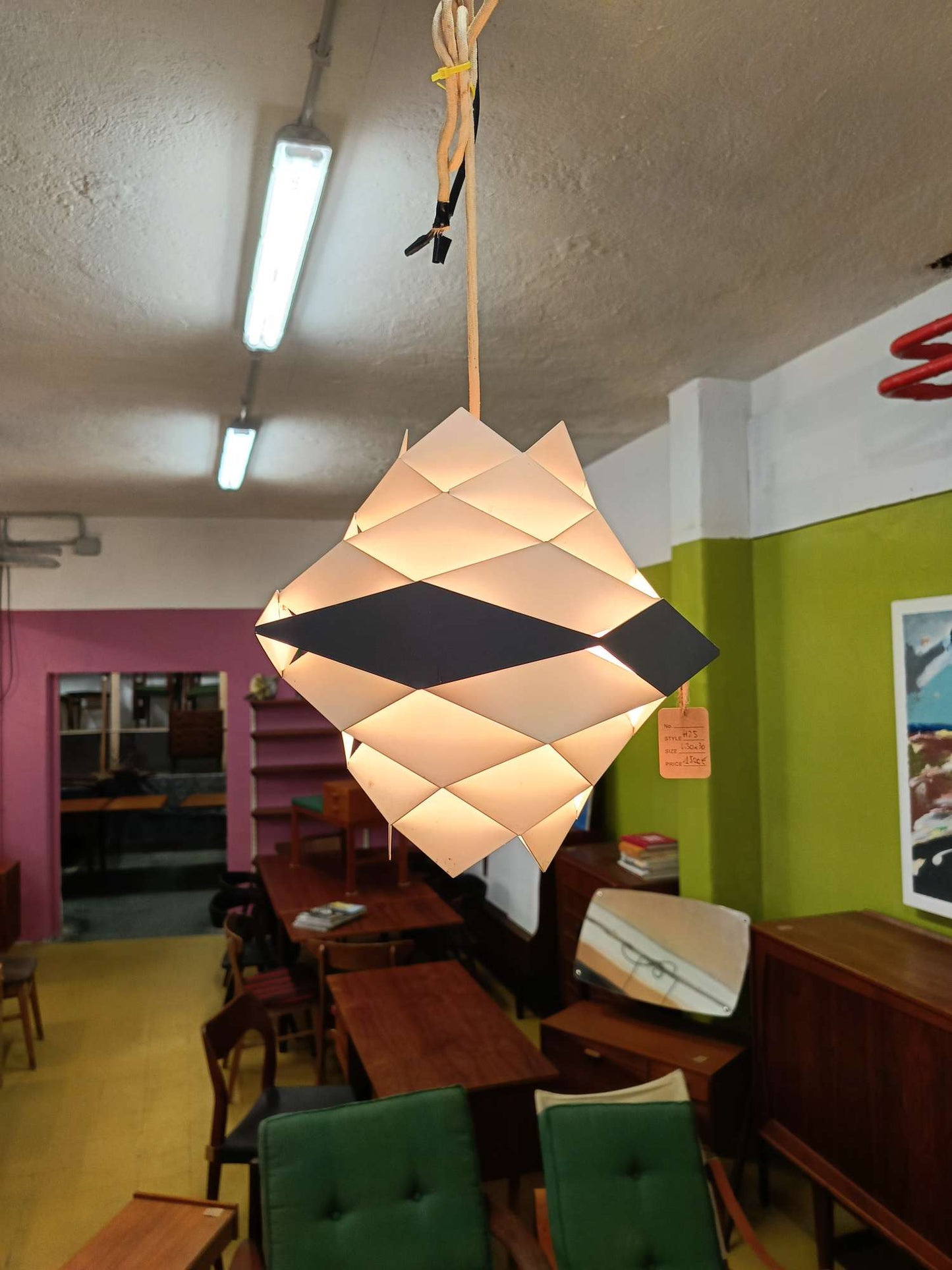 Lampadario Symphony Preben Dahl Hans Folsgaard vintage danese anni 60 metallo bianco grigio restaurato