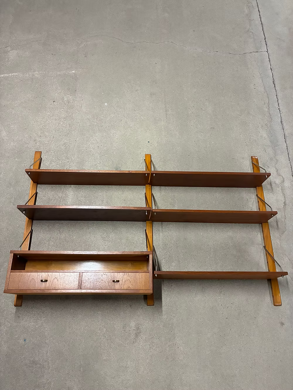 Libreria parete design danese anni 50 teak 100cm