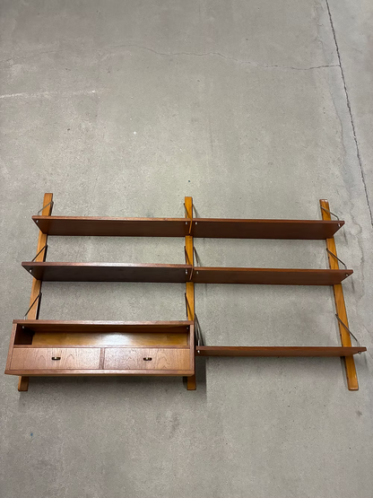 Libreria parete design danese anni 50 teak 100cm