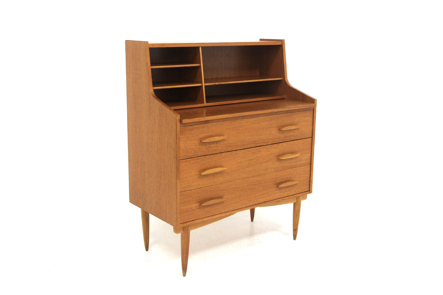 Scrittoio design svedese vintage anni 50  3 cassetti teak quercia
