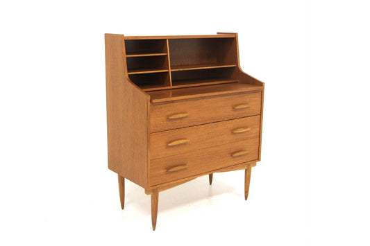 Scrittoio design svedese vintage anni 50  3 cassetti teak quercia