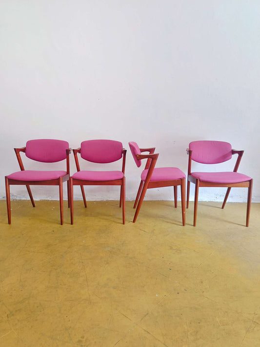 Set 4 sedie vintage Kai Kristiansen Model Z numero 42 teak ristoffate design danese anni 60