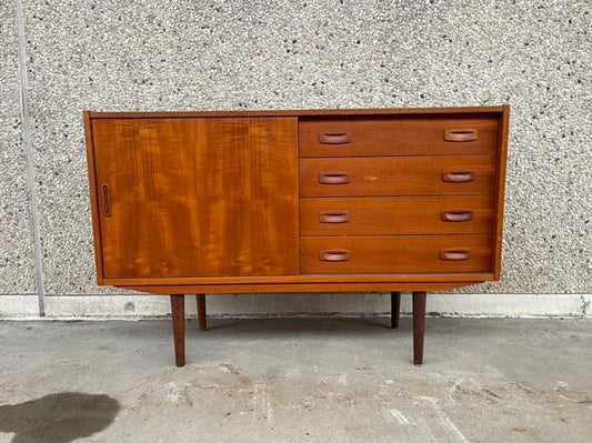 Sideboard vintage danese anni 50 teak 120 cm ante cassetti formato contenuto restaurato