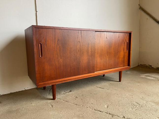 Sideboard vintage danese anni 50 teak ante scorrevoli compatto restaurato